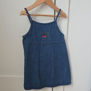 Kids Denim Dress with Cherry Embroidery